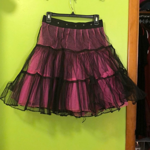 pink and black skirt